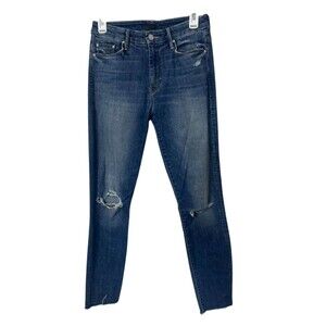 Mother High Waisted Looker Ankle Jeans Womens Size 26 Furiously Happy Distressed